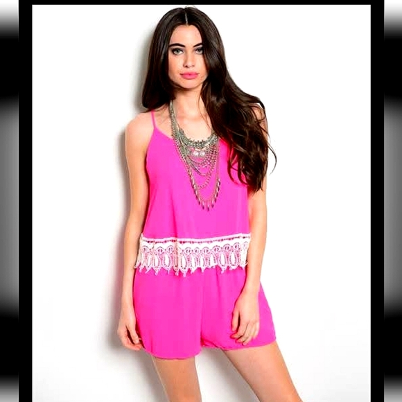 LTX Pants - ❤️5/$25 Like New LTX Boutique Pink Lace Romper